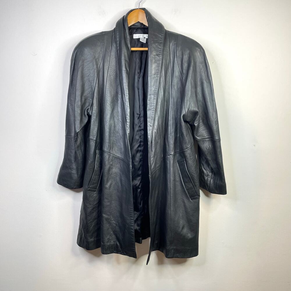 The Limited Vintage Y2K 90s Slouchy Oversized Open Black Leather Jacket womens M